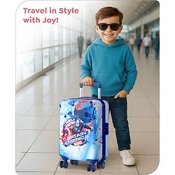 Babyhug Disney Frozen Hard Sided Kids Trolley Luggage Bag with Wheels Blue - 18 Inch