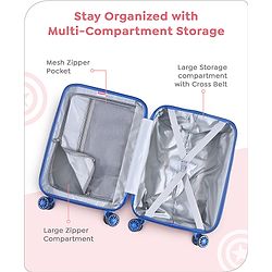 Babyhug Disney Frozen Hard Sided Kids Trolley Luggage Bag with Wheels Blue - 18 Inch