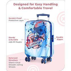 Babyhug Disney Frozen Hard Sided Kids Trolley Luggage Bag with Wheels Blue - 18 Inch