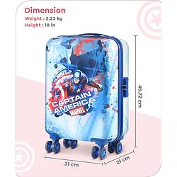 Babyhug Disney Frozen Hard Sided Kids Trolley Luggage Bag with Wheels Blue - 18 Inch