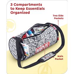 Babyhug Marvel Original Travel Bag - White| GYM Bag| Adjustable Shoulder Strap| Water Proof| Durable Zippers