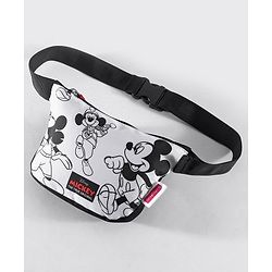 Babyhug Disney Spacious Waist Bag With Mickey Mouse Print - Black & White