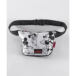 Babyhug Disney Spacious Waist Bag With Mickey Mouse Print - Black & White