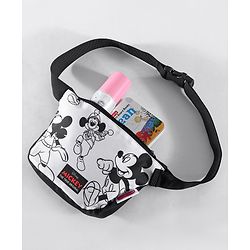 Babyhug Disney Spacious Waist Bag With Mickey Mouse Print - Black & White