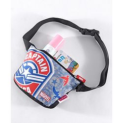 Babyhug Disney Spacious Waist Bag With Mickey Mouse Print - Black & White