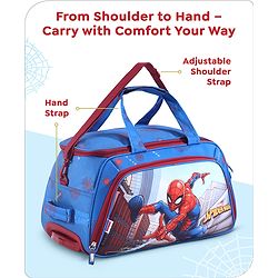Babyhug Marvel Spider Man Kids Travel Duffel Trolley Bag - Blue| Stylsh & Practical| Durable Zippers| Smooth Wheels| Telescopic Trolley Handle| Adjustable Shoulder Strap