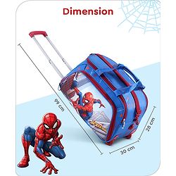Babyhug Marvel Spider Man Kids Travel Duffel Trolley Bag - Blue| Stylsh & Practical| Durable Zippers| Smooth Wheels| Telescopic Trolley Handle| Adjustable Shoulder Strap