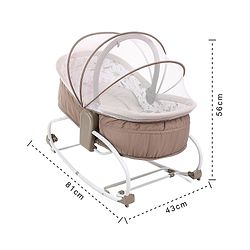Babyhug Opal 3 in 1 Cozy Manual Rocker cum Sleeper With Mosquito Net- Beige(Without Toys)