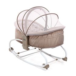Babyhug Opal 3 in 1 Cozy Manual Rocker cum Sleeper With Mosquito Net- Beige(Without Toys)