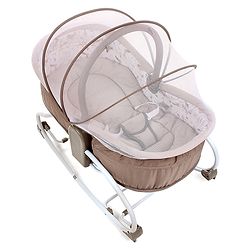 Babyhug Opal 3 in 1 Cozy Manual Rocker cum Sleeper With Mosquito Net- Beige(Without Toys)