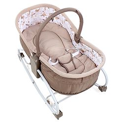 Babyhug Opal 3 in 1 Cozy Manual Rocker cum Sleeper With Mosquito Net- Beige(Without Toys)