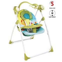 Babyhug Gaiety Electronic Swing With Timer & 5 Point Safety Harness - Blue Green( Without Hanging Toys)