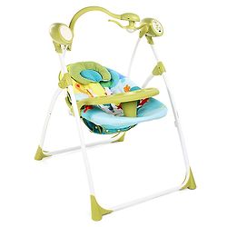 Babyhug Gaiety Electronic Swing With Timer & 5 Point Safety Harness - Blue Green( Without Hanging Toys)