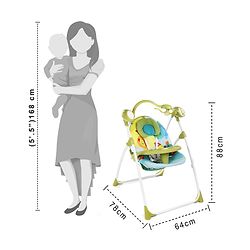 Babyhug Gaiety Electronic Swing With Timer & 5 Point Safety Harness - Blue Green( Without Hanging Toys)