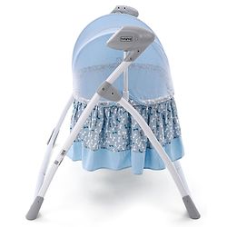 Babyhug Beryl Electronic Auto Swing Cradle with Remote Control - Blue| Pre-loaded Music| Off Timer| Removable Mosquito Net| Battery & DC Operation| Remote Control| Soft Mattress with Pillow| Safety Harness| 5 Swing Speed