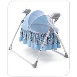 Babyhug Beryl Electronic Auto Swing Cradle with Remote Control - Blue| Pre-loaded Music| Off Timer| Removable Mosquito Net| Battery & DC Operation| Remote Control| Soft Mattress with Pillow| Safety Harness| 5 Swing Speed