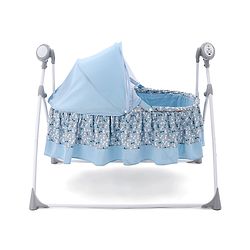 Babyhug Beryl Electronic Auto Swing Cradle with Remote Control - Blue| Pre-loaded Music| Off Timer| Removable Mosquito Net| Battery & DC Operation| Remote Control| Soft Mattress with Pillow| Safety Harness| 5 Swing Speed