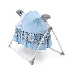 Babyhug Beryl Electronic Auto Swing Cradle with Remote Control - Blue| Pre-loaded Music| Off Timer| Removable Mosquito Net| Battery & DC Operation| Remote Control| Soft Mattress with Pillow| Safety Harness| 5 Swing Speed