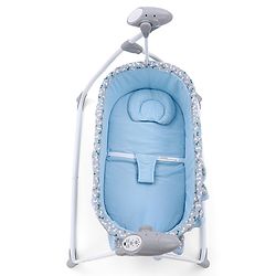 Babyhug Beryl Electronic Auto Swing Cradle with Remote Control - Blue| Pre-loaded Music| Off Timer| Removable Mosquito Net| Battery & DC Operation| Remote Control| Soft Mattress with Pillow| Safety Harness| 5 Swing Speed