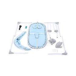 Babyhug Beryl Electronic Auto Swing Cradle with Remote Control - Blue| Pre-loaded Music| Off Timer| Removable Mosquito Net| Battery & DC Operation| Remote Control| Soft Mattress with Pillow| Safety Harness| 5 Swing Speed