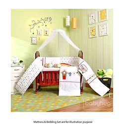 Babyhug Florence 3 in 1 Rocking Cot Cum Junior Bed  Cherry| Solid Pinewood| Adjustable Height| Storage Space| Foldable Side Rail| Teething Rails| Wheels with Lock| Convert to Study Table| Mosquito Net