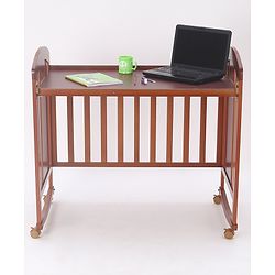 Babyhug Florence 3 in 1 Rocking Cot Cum Junior Bed  Cherry| Solid Pinewood| Adjustable Height| Storage Space| Foldable Side Rail| Teething Rails| Wheels with Lock| Convert to Study Table| Mosquito Net