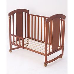 Babyhug Florence 3 in 1 Rocking Cot Cum Junior Bed  Cherry| Solid Pinewood| Adjustable Height| Storage Space| Foldable Side Rail| Teething Rails| Wheels with Lock| Convert to Study Table| Mosquito Net