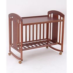 Babyhug Florence 3 in 1 Rocking Cot Cum Junior Bed  Cherry| Solid Pinewood| Adjustable Height| Storage Space| Foldable Side Rail| Teething Rails| Wheels with Lock| Convert to Study Table| Mosquito Net