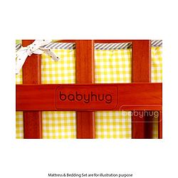 Babyhug Ionia Wooden Cradle with Mosquito Net - Cherry| Swing Lock| Wheels with Lock| Balanced Swing| Easy to Assemble