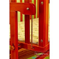 Babyhug Ionia Wooden Cradle with Mosquito Net - Cherry| Swing Lock| Wheels with Lock| Balanced Swing| Easy to Assemble