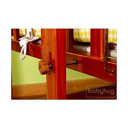 Babyhug Ionia Wooden Cradle with Mosquito Net - Cherry| Swing Lock| Wheels with Lock| Balanced Swing| Easy to Assemble