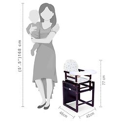 Babyhug Verona 2 In 1 Wooden High Chair With Removable Cushioned Seat & 2 Point Safety Harness - Dark Brown