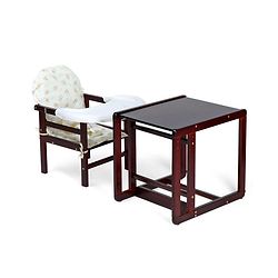 Babyhug Verona 2 In 1 Wooden High Chair With Removable Cushioned Seat & 2 Point Safety Harness - Dark Brown