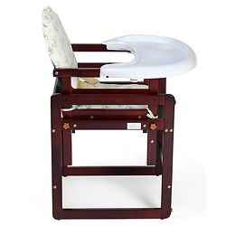 Babyhug Verona 2 In 1 Wooden High Chair With Removable Cushioned Seat & 2 Point Safety Harness - Dark Brown