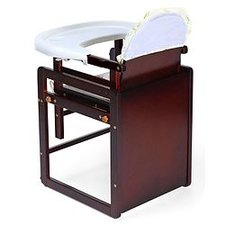 Babyhug Verona 2 In 1 Wooden High Chair With Removable Cushioned Seat & 2 Point Safety Harness - Dark Brown