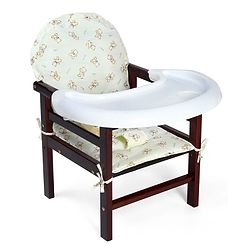 Babyhug Verona 2 In 1 Wooden High Chair With Removable Cushioned Seat & 2 Point Safety Harness - Dark Brown