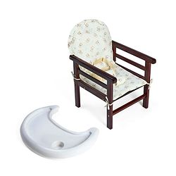 Babyhug Verona 2 In 1 Wooden High Chair With Removable Cushioned Seat & 2 Point Safety Harness - Dark Brown