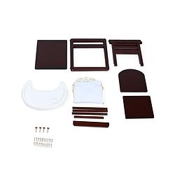 Babyhug Verona 2 In 1 Wooden High Chair With Removable Cushioned Seat & 2 Point Safety Harness - Dark Brown