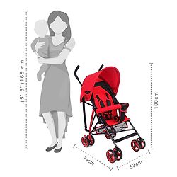 Babyhug Agile Baby Light Weight Stroller Buggy With Umbrella Fold (No Reclining Position) - Red & Black