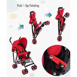 Babyhug Agile Baby Light Weight Stroller Buggy With Umbrella Fold (No Reclining Position) - Red & Black