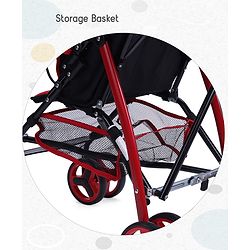 Babyhug Agile Baby Light Weight Stroller Buggy With Umbrella Fold (No Reclining Position) - Red & Black