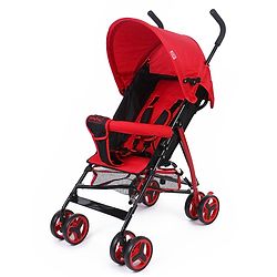 Babyhug Agile Baby Light Weight Stroller Buggy With Umbrella Fold (No Reclining Position) - Red & Black