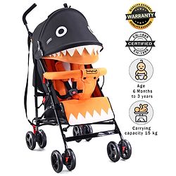Babyhug Lil Monsta Stroller With Adjustable Leg Rest (No Reclining Position) - Orange & Black