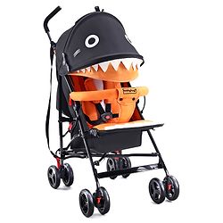 Babyhug Lil Monsta Stroller With Adjustable Leg Rest (No Reclining Position) - Orange & Black