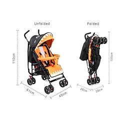 Babyhug Lil Monsta Stroller With Adjustable Leg Rest (No Reclining Position) - Orange & Black