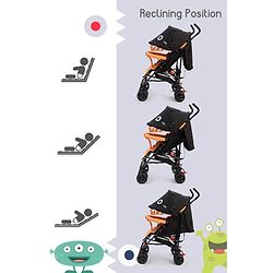 Babyhug Lil Monsta Stroller With Adjustable Leg Rest (No Reclining Position) - Orange & Black