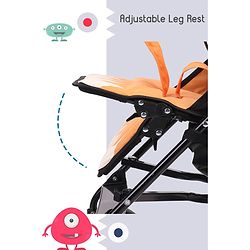 Babyhug Lil Monsta Stroller With Adjustable Leg Rest (No Reclining Position) - Orange & Black