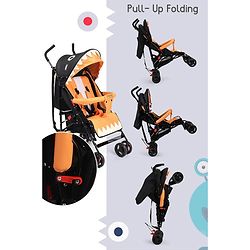 Babyhug Lil Monsta Stroller With Adjustable Leg Rest (No Reclining Position) - Orange & Black
