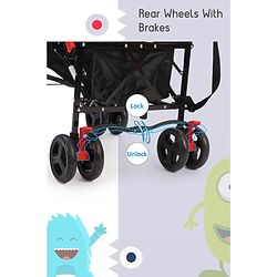 Babyhug Lil Monsta Stroller With Adjustable Leg Rest (No Reclining Position) - Orange & Black
