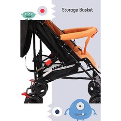 Babyhug Lil Monsta Stroller With Adjustable Leg Rest (No Reclining Position) - Orange & Black